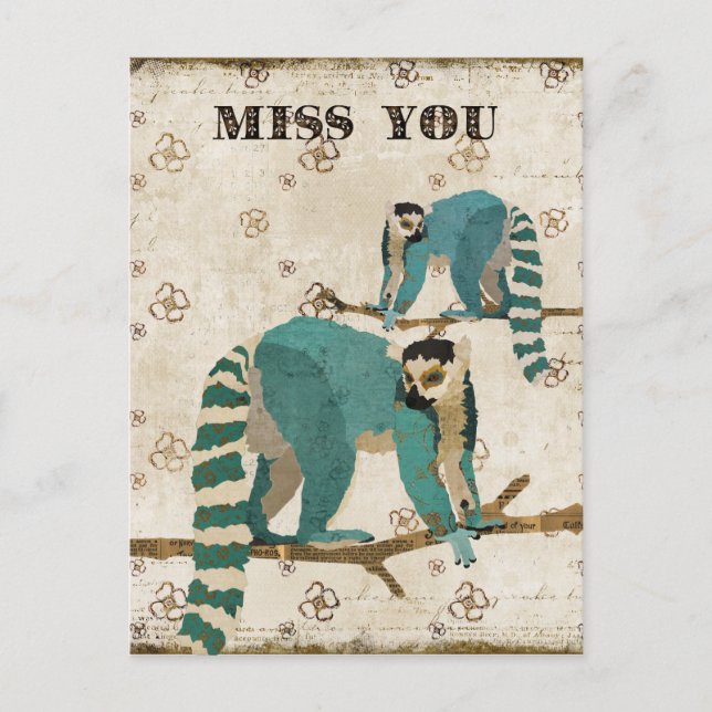 Extrañar la postal de Azure Lemurs (Anverso)