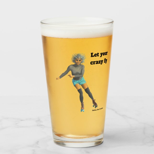 Extranjera Roller Skater Fantasy Art Glass Cup (Anverso (lleno))