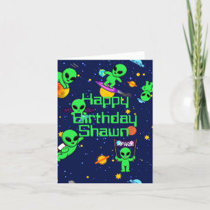 Extranjeros personalizados en tarjeta espacial