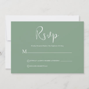 Extraño Guión Blanco En La Tarjeta RSVP Verde Sage