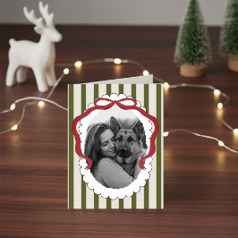 Extraño Mascota Navidades Bow Foto Tarjeta doblada