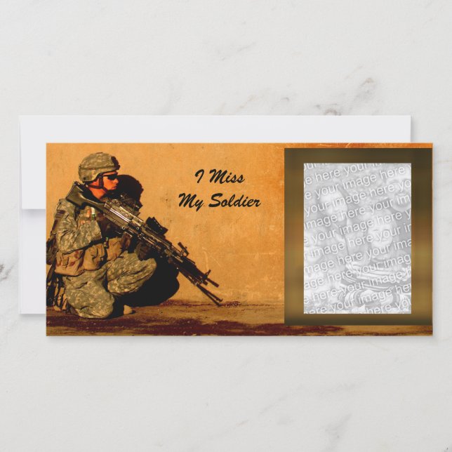 Extraño Mi Foto Militar Personalizado Soldado (Anverso)