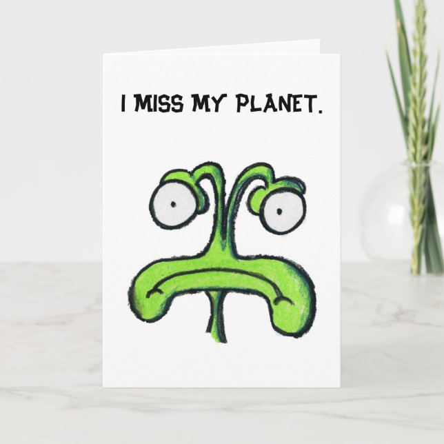 Extraño mi tarjeta de saludo en blanco PLANET (Anverso)