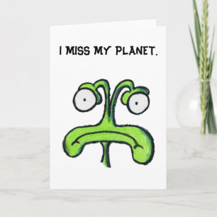 Extraño mi tarjeta de saludo en blanco PLANET