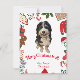 Extraño perrito Bernedoodle Navidad tarjeta de vac