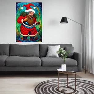 Extraño retrato de Santa Claus Poster de arte de