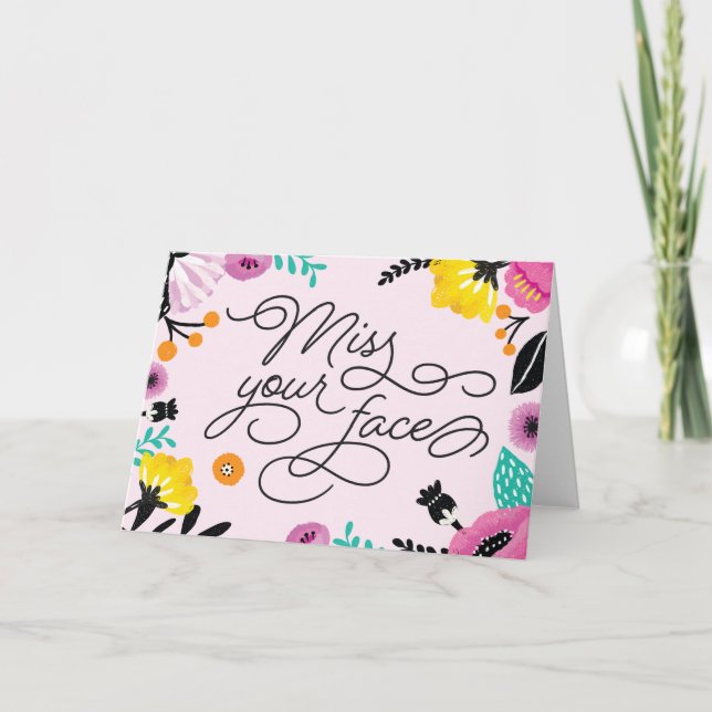 Extraño tu tarjeta de felicitación facial (Anverso)