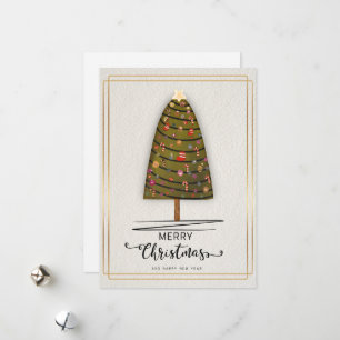 Extraordinaria tarjeta de árbol de Navidad con orn