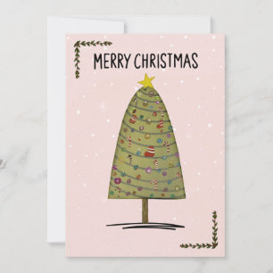 Extraordinaria tarjeta de árbol de Navidad con orn