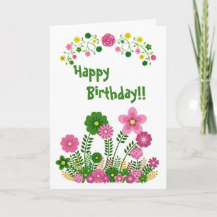 Extraordinaria tarjeta de cumpleaños Pastel Floral