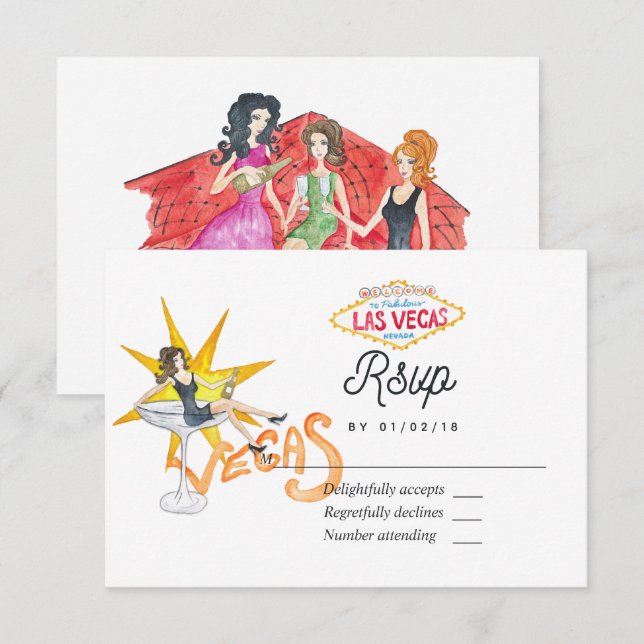 Extraordinaria tarjeta RSVP Wedding de Las Vegas (Anverso / Reverso)