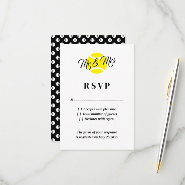 Extraordinarias tarjetas RSVP para bodas de tenis (Anverso/Reverso In Situ)