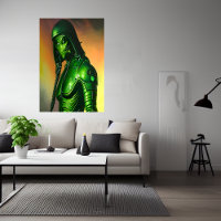 Extraterrestre verde asustado | Poster de arte de