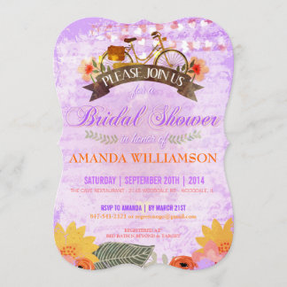 Extravagante invitación a ducha de novia en bicicl