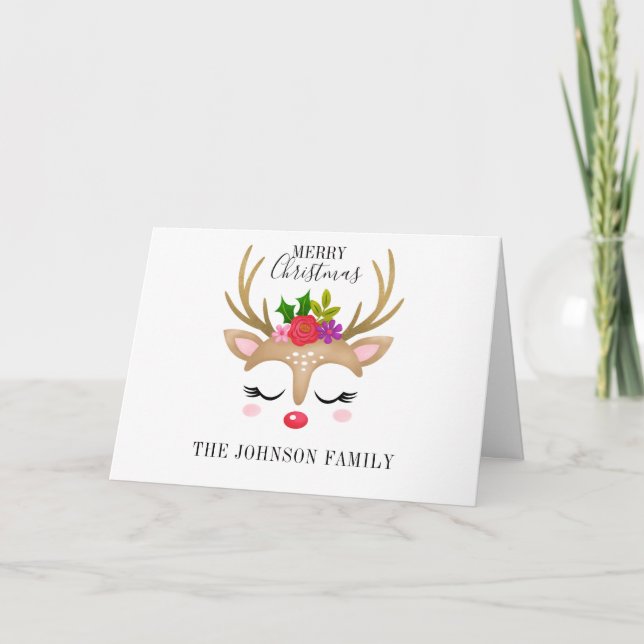 Extravagante Navidad de renos con tarjeta de vacac (Anverso)