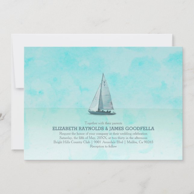 Extravagantes invitaciones a la boda en barco (Anverso)