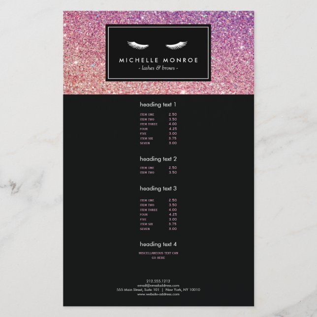 Eyelashes con volante de Purpurina morado/rosado (Frente)