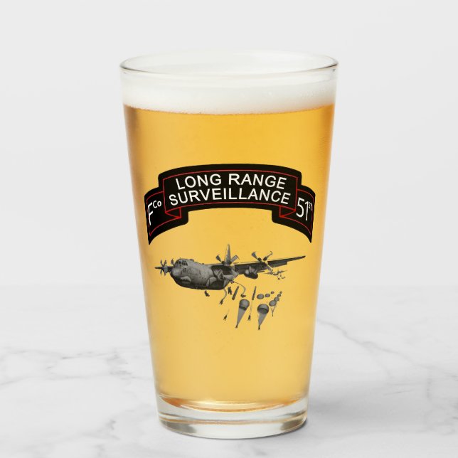 F Co 51st Inf LRSC Beer Pint Glass (Anverso (lleno))