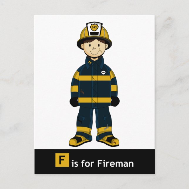 F es para la postal de Fireman (Anverso)