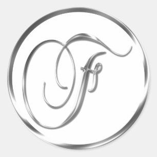 F Monograma Sobre Plata Faux O Sello Favorito