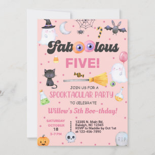Fa-boo-lous Halloween chica cumpleaños invitación