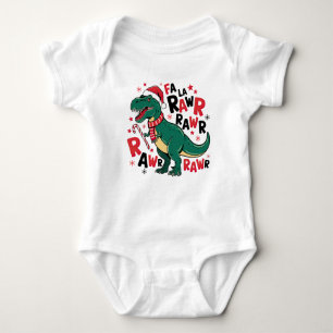 Fa La La dinosaur Navidad lindo camisa de bebé
