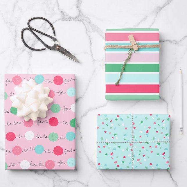 Fa La La Garland Navidades envolvimiento de papel  (Anverso)