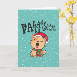 Fa La La La La La Navidad Gato Canto Tarjeta de Sa
