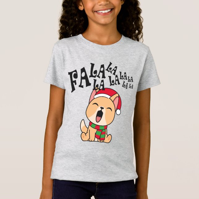 Fa La La La La Navidades Perro canta camiseta de J (Anverso)