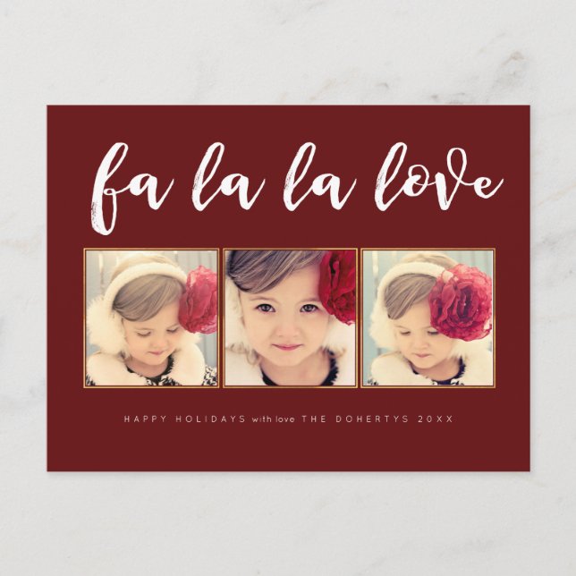 Fa La La La Love Navidades 3 Tarjeta de felicitaci (Anverso)