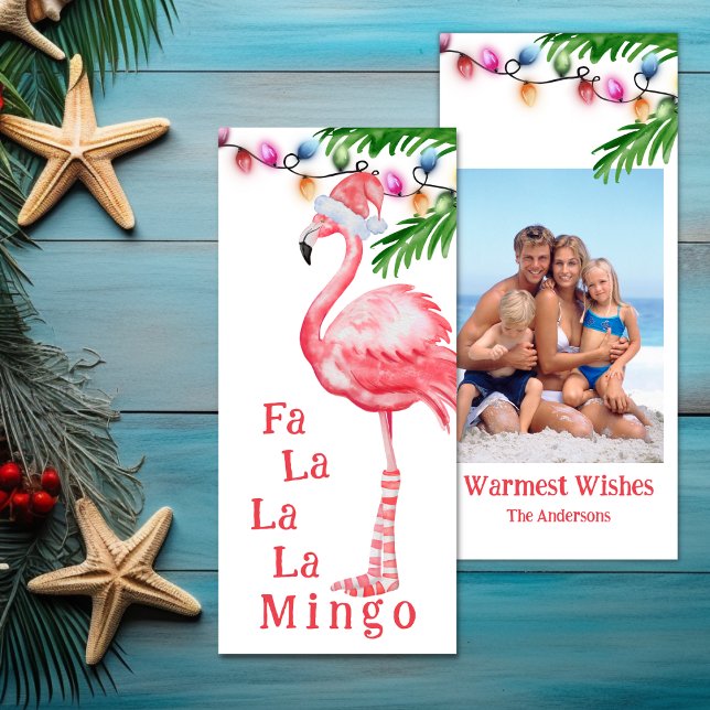 Fa La La La Mingo Foto Tarjeta de Navidades Flamin (Fa La La La Mingo Photo Flamingo Christmas Card)