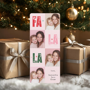 "Fa La La Tarjeta de Navidad Rosa y Festiva