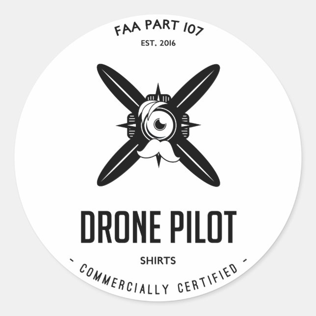 FAA Part 107 Drone Pilot Com. Pegatina certificado (Anverso)
