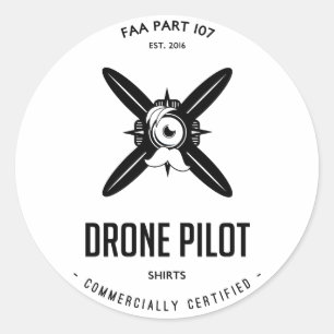 FAA Part 107 Drone Pilot Com. Pegatina certificado