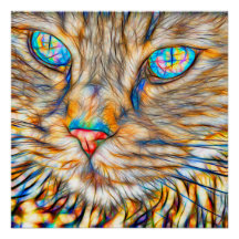 Fab Cat Art 20" x 20", Papel Poster (semibrillante