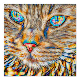 Fab Cat Art 20" x 20", Papel Poster (semibrillante