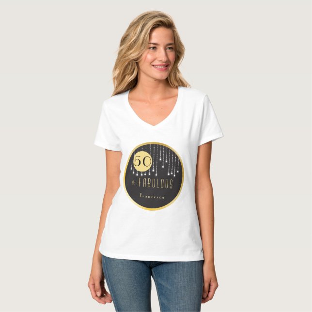 Fab Cumpleaños 50.ª Guay Divertida Camiseta Negra (Anverso completo)