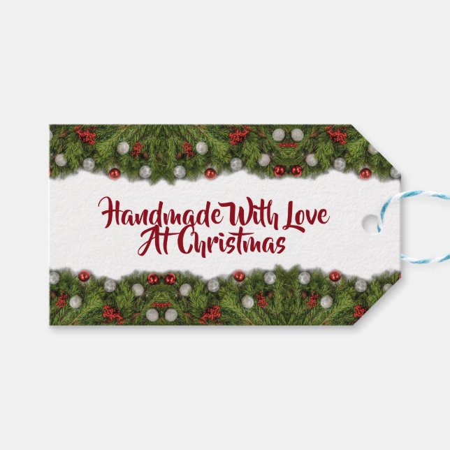 Fabricado a mano con amor en la etiqueta Navidad (Frente (Horizontal))
