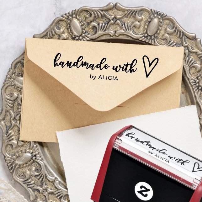 Fabricado a mano con amor Sello de goma personaliz (Subido por el creador)