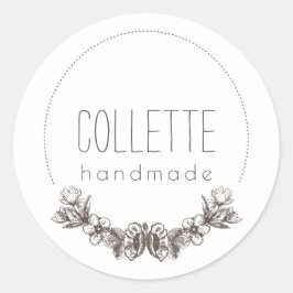 Fabricado a mano por Floral Laurel Logo Etiqueta d