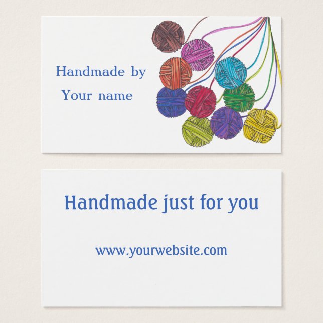 Fabricado a mano por (su nombre), bolas de hilados (Anverso y reverso)