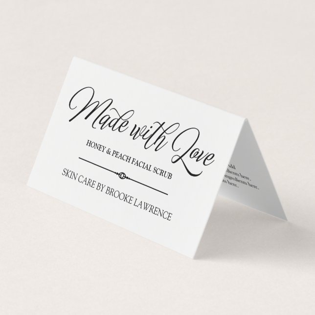 Fabricado con amor - Tarjeta de producto para cuid (Anverso)