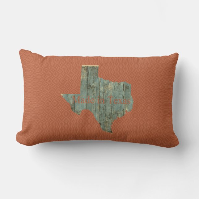 Fabricado en Texas Rusty Red Lumbar Cojín decorati (Anverso)