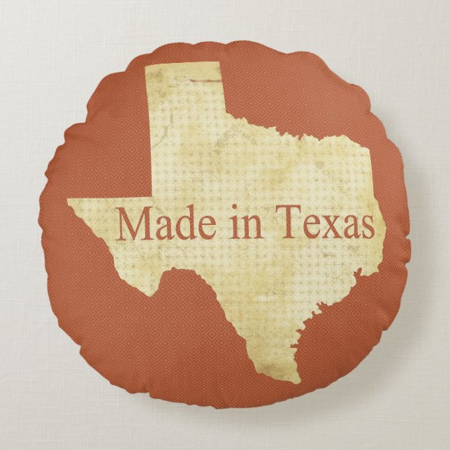 Fabricado en Texas Rusty Red Round Cojín decorativ (Anverso)