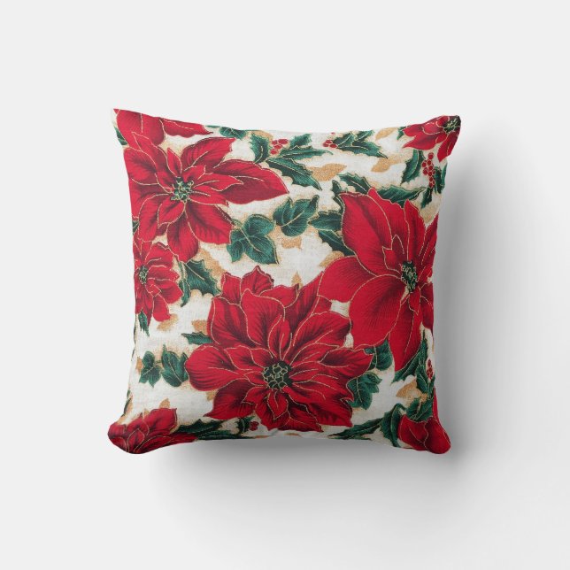 Fabulosa almohada de poinsettias rojas (Anverso)