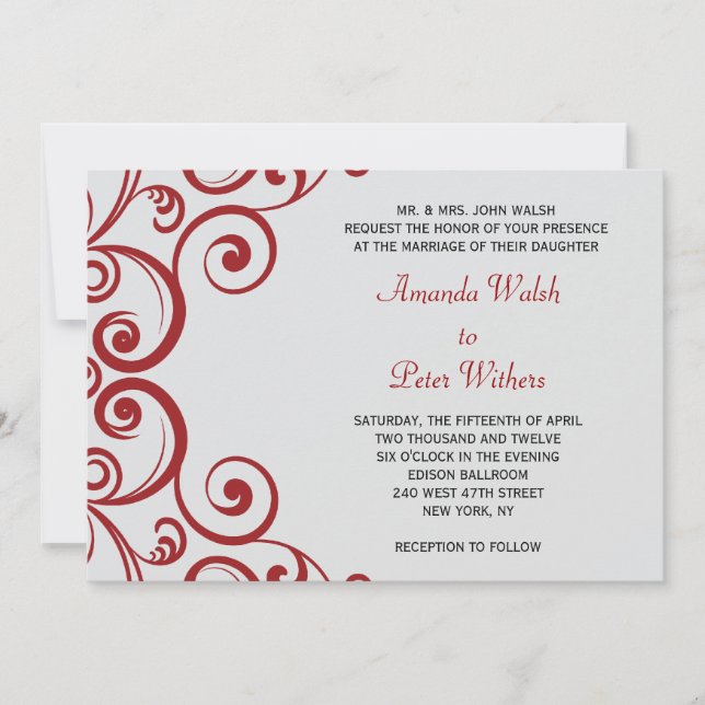 Fabulosa Invitación a la Boda de Swirls (Anverso)