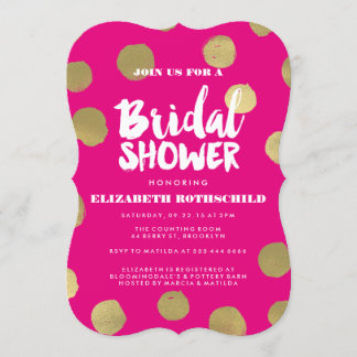 Fabulosa invitación a la ducha nupcial con polka d
