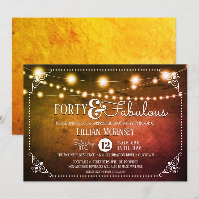 Fabulosa Invitación a la fiesta de cumpleaños de 4 (Anverso / Reverso)