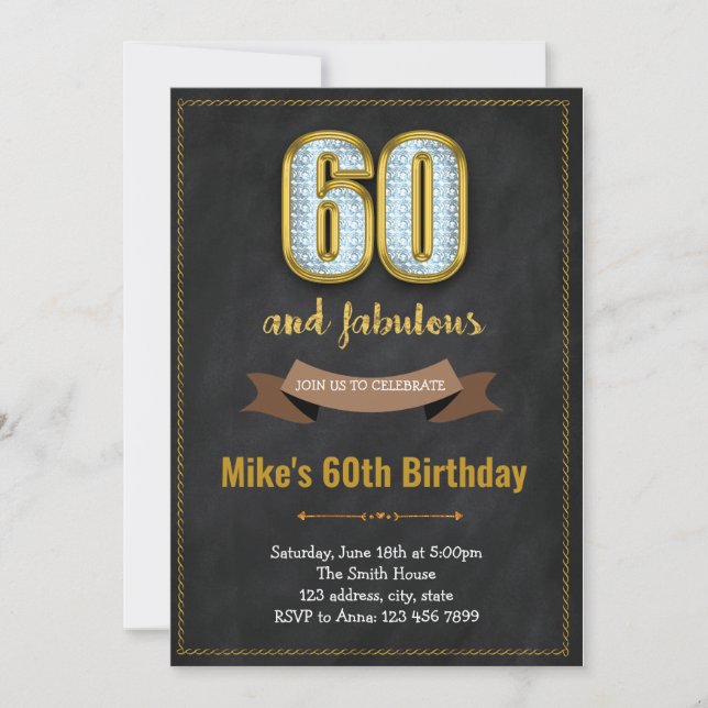 Fabulosa invitación para el cumpleaños número 60 (Anverso)