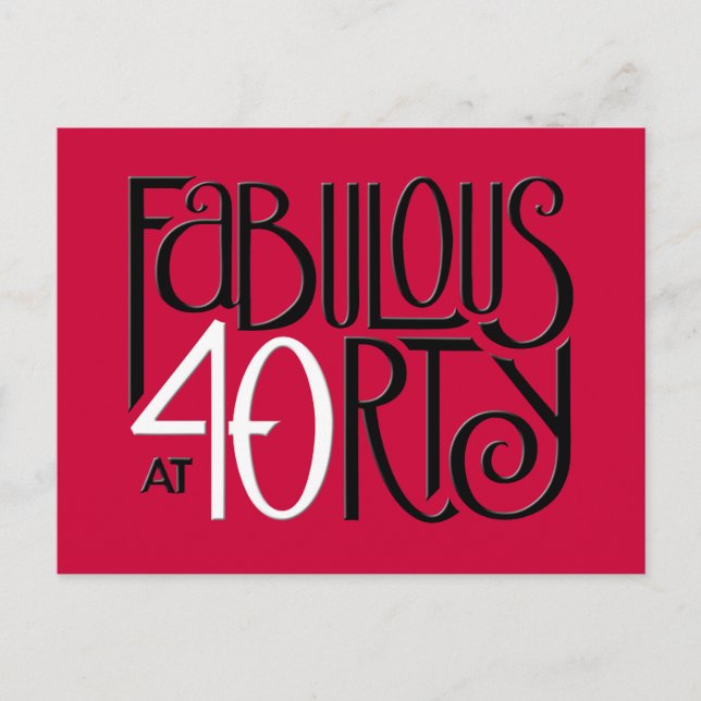 Fabulosa postal roja blanca de 40 (Anverso)